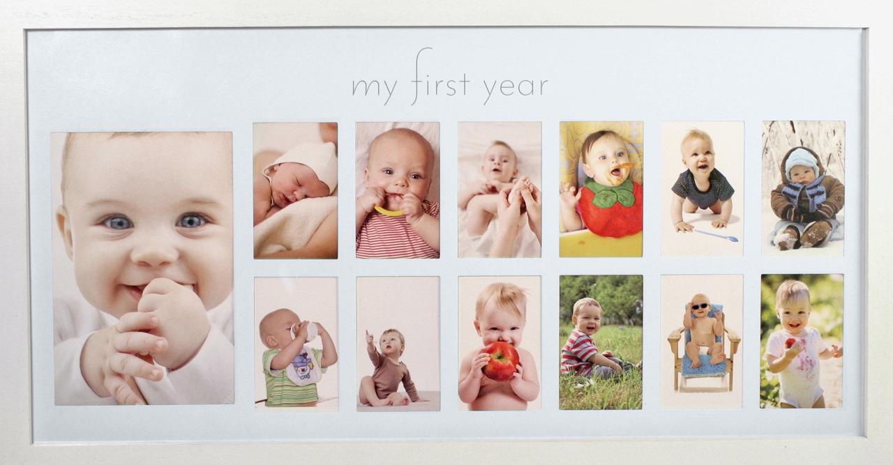 Amazon.Com : Green Pollywog | Baby'S First Year Frame | Collage Frame For  Baby In White | 12 Month Picture Frame | Milestone Photo Frame | First Year  Picture Mat | Baby