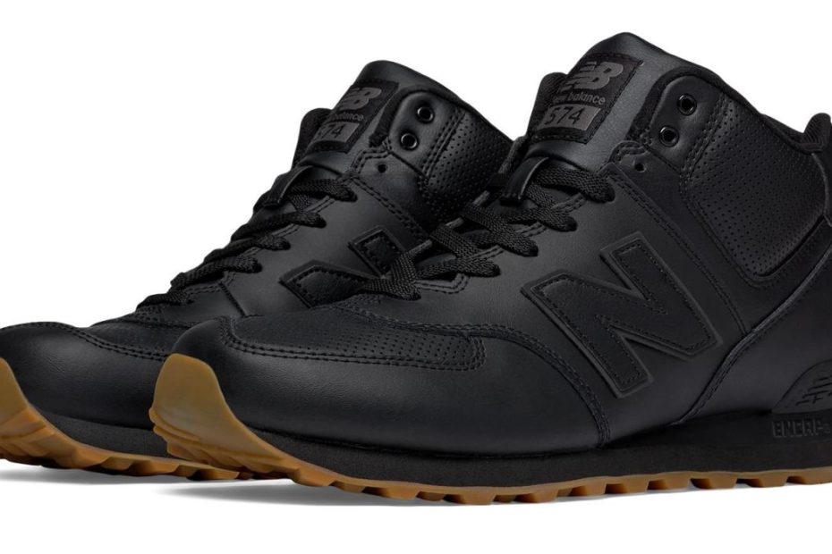 New Balance 574 Mid-Cut Leather In Black For Men | Lyst