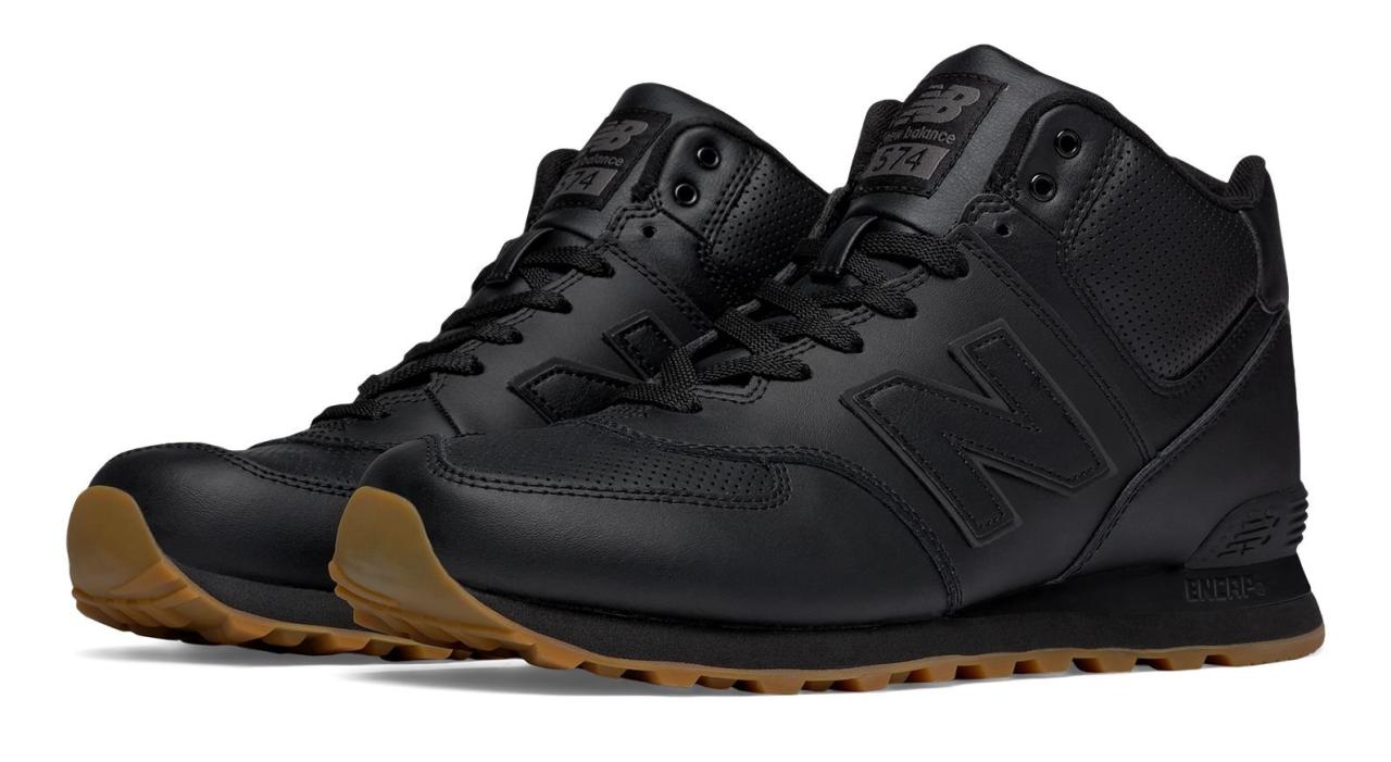 New Balance 574 Mid-Cut Leather In Black For Men | Lyst