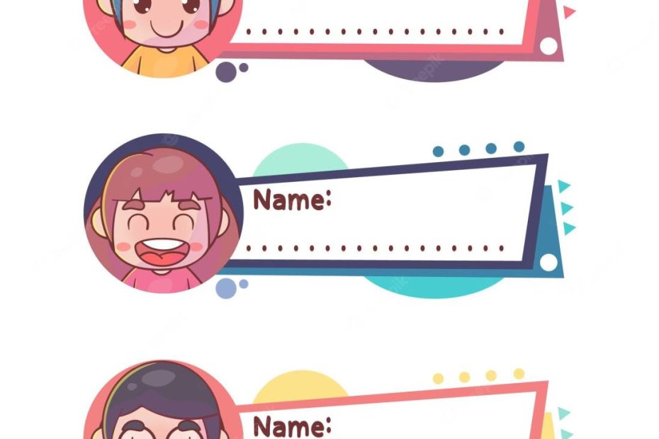 Premium Vector | Happy Cute Kids Girl Name Tag
