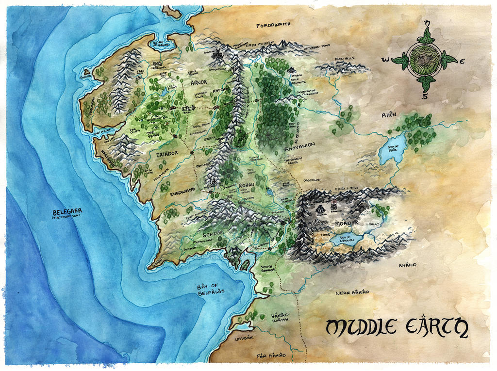 Map Of Middle Earth By Meganrenae-Art On Deviantart