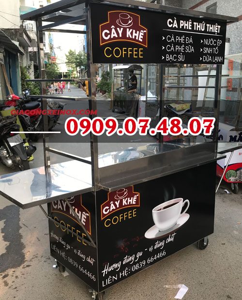 Mẫu Xe Cafe Mang Đi 1M2 - Inox Kiệt Phát
