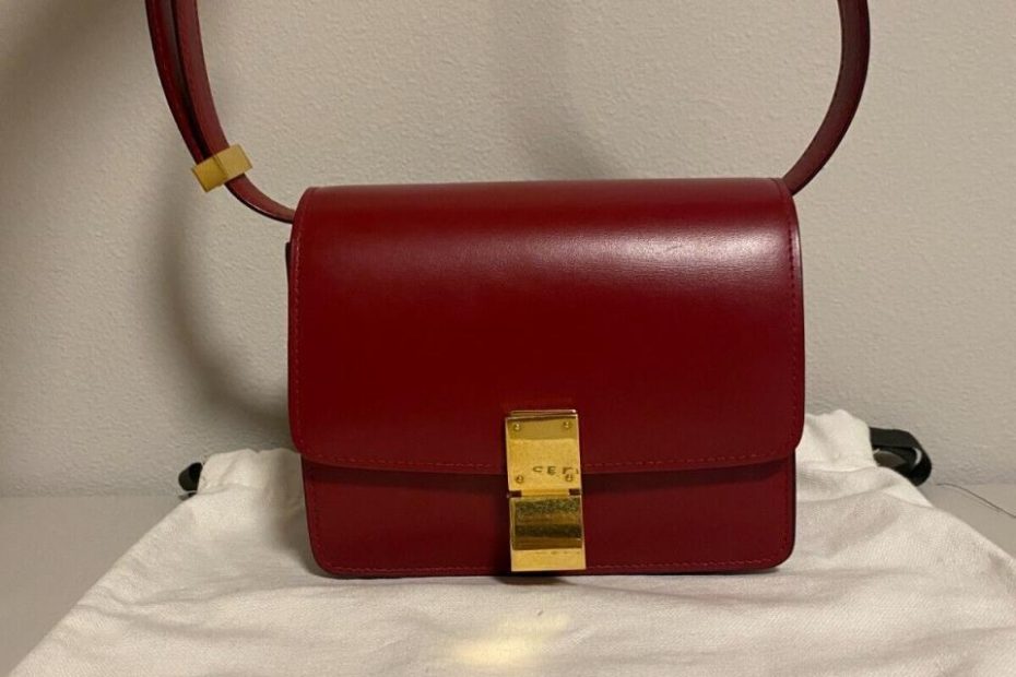 Authentic Celine Small Classic Box Bag In Red Burgundy Calfskin | Ebay